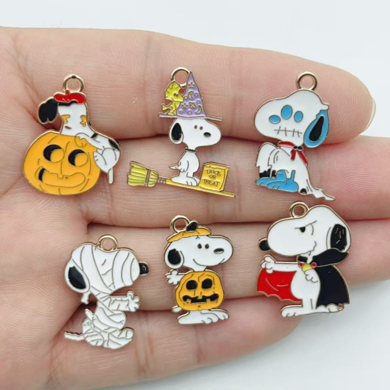 Jewelry Making Accessories - 10 個かわいいハロウィン漫画子犬合金エナメルチャームカボチャペンダント DIY ジュエリー作成アクセサリー