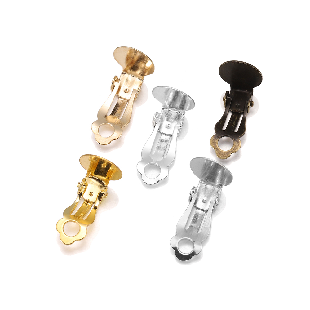 Jewelry Making Set - 50個/ロット 10mm メタルイヤークリップ イヤリング ブランクセッティングベース ガラスカボション対応