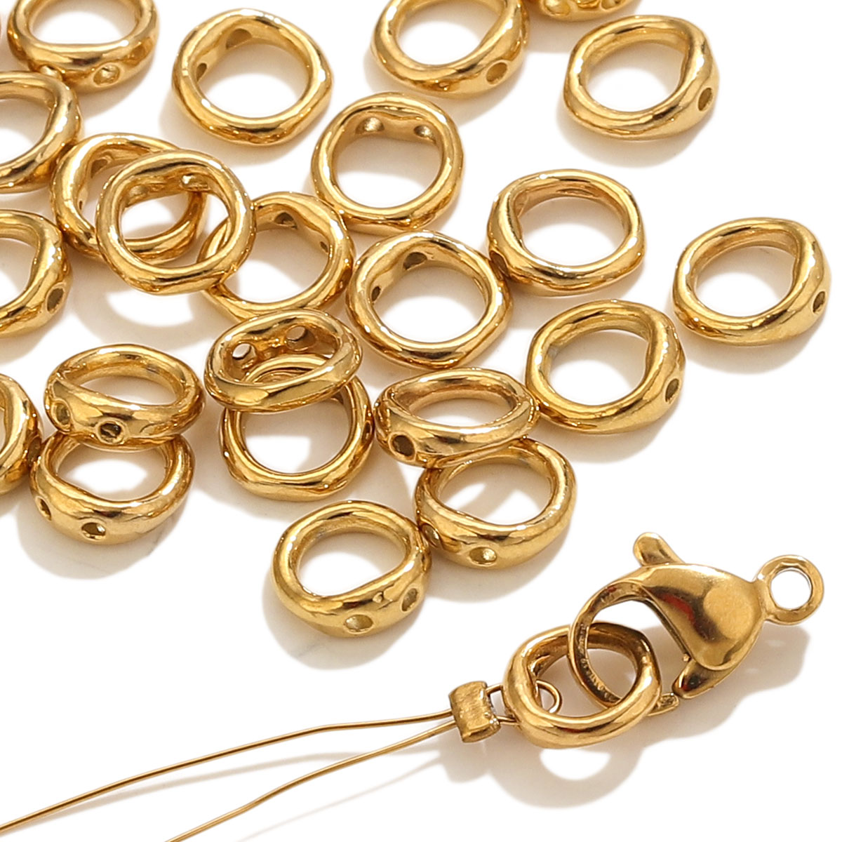 Jewelry Making Metal Supplies - 20個入り ステンレス製クラスプ エンドコネクター フック ビーズ用品 DIY