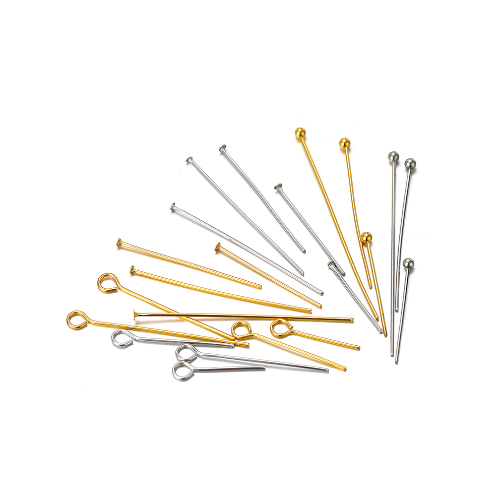 Jewelry Making Head Pins - 100/50 個ステンレス鋼アイヘッド針 T 字型フラットヘッドとボールヘッドピンバルク DIY ジュエリーイヤリングアクセサリー