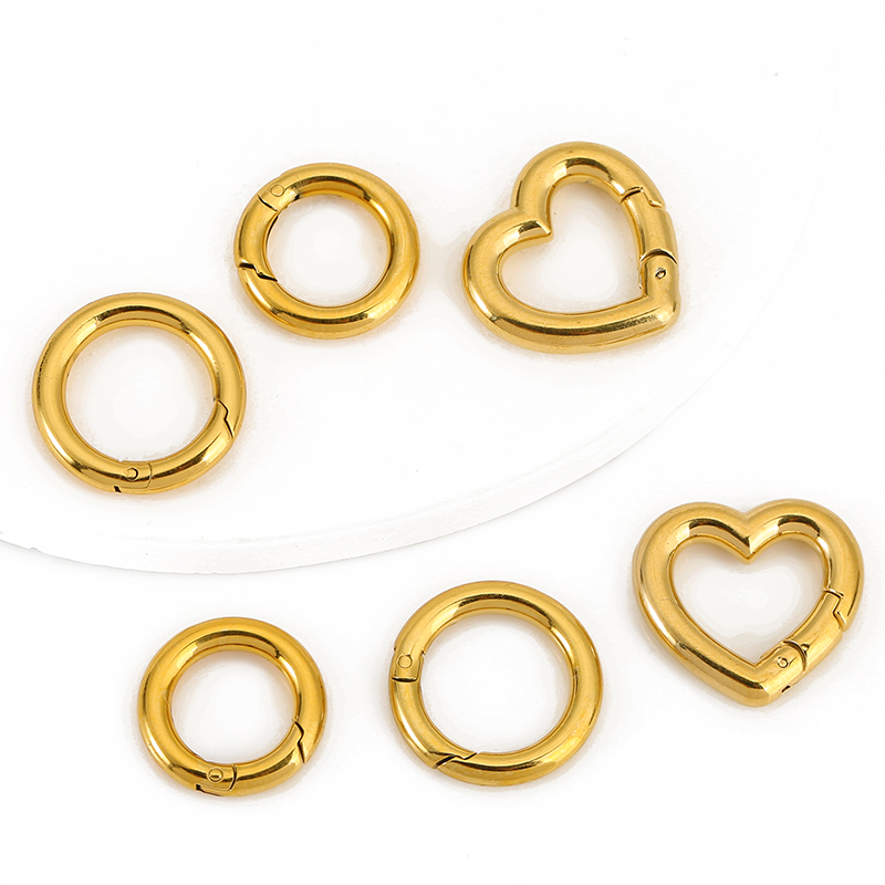 Jewelry Making Metal Supplies - 2 個ステンレス鋼クラスプハートラウンドリングロブスタークラスプフックコネクタネックレス DIY ジュエリー作成用品アクセサリー