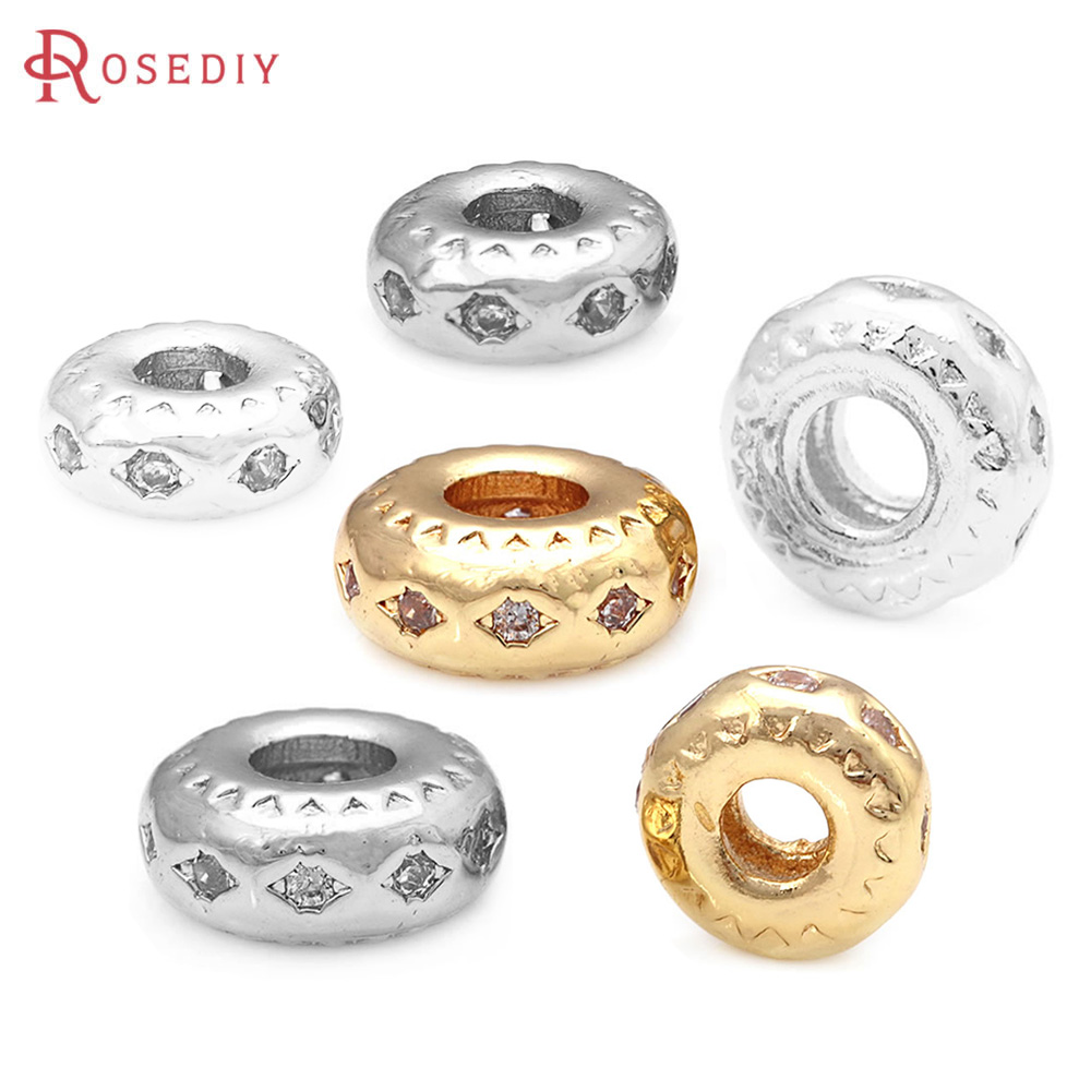 Jewelry Making Store - 5.5mm、7.5mmの真鍮製ジルコンホイールスペーサービーズ。ブレスレットやアクセサリー作りに最適な高品質なDIYジュエリーパーツ。RosediY公式ストア。