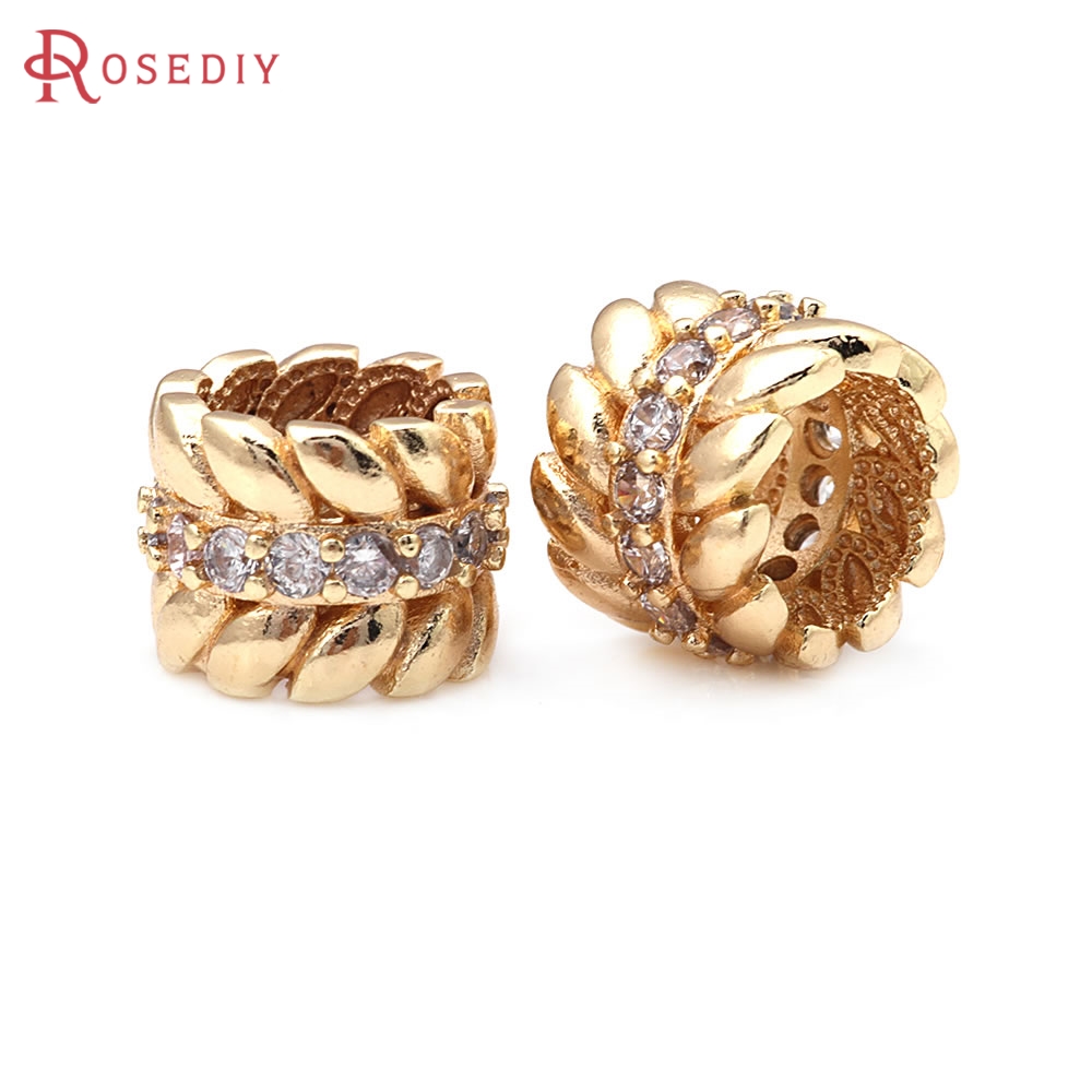 Jewelry Making Store - 真鍮製ジルコン大穴シリンダー型スペーサービーズ、ブレスレット用ビーズ、高品質ジュエリーアクセサリー、ローズダイ公式ストア
