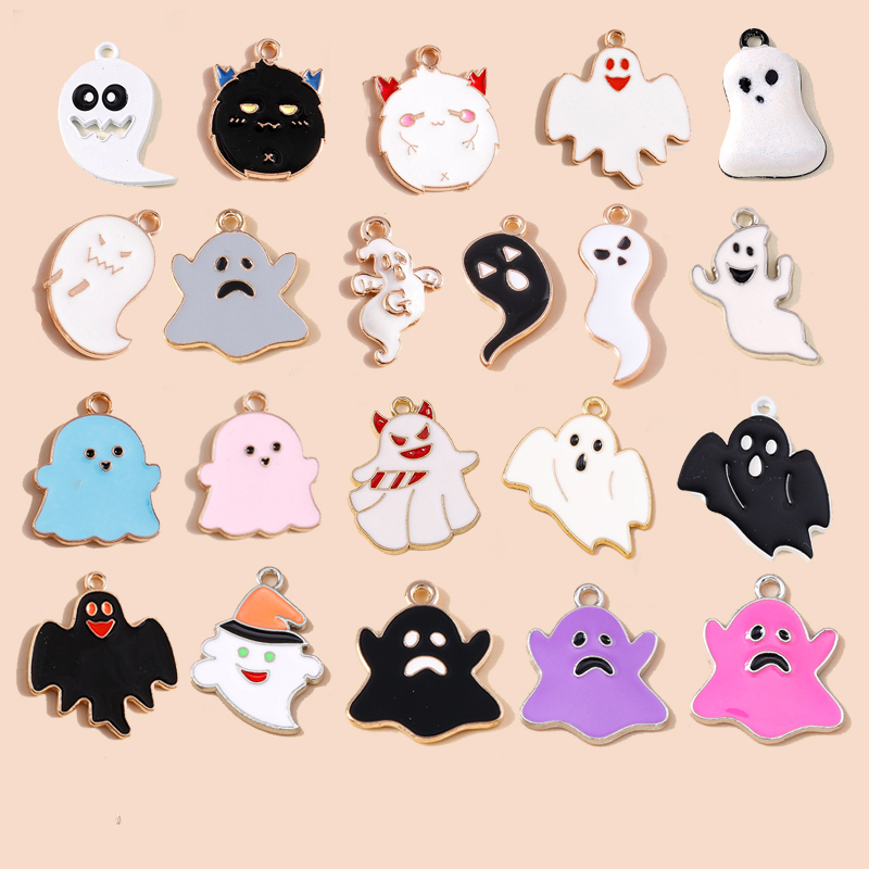 Jewelry Making Date Night - レスリー 10 個ハロウィンゴーストチャームペンダント DIY ハロウィンナイトネックレスブレスレット手作りジュエリー作成アクセサリー