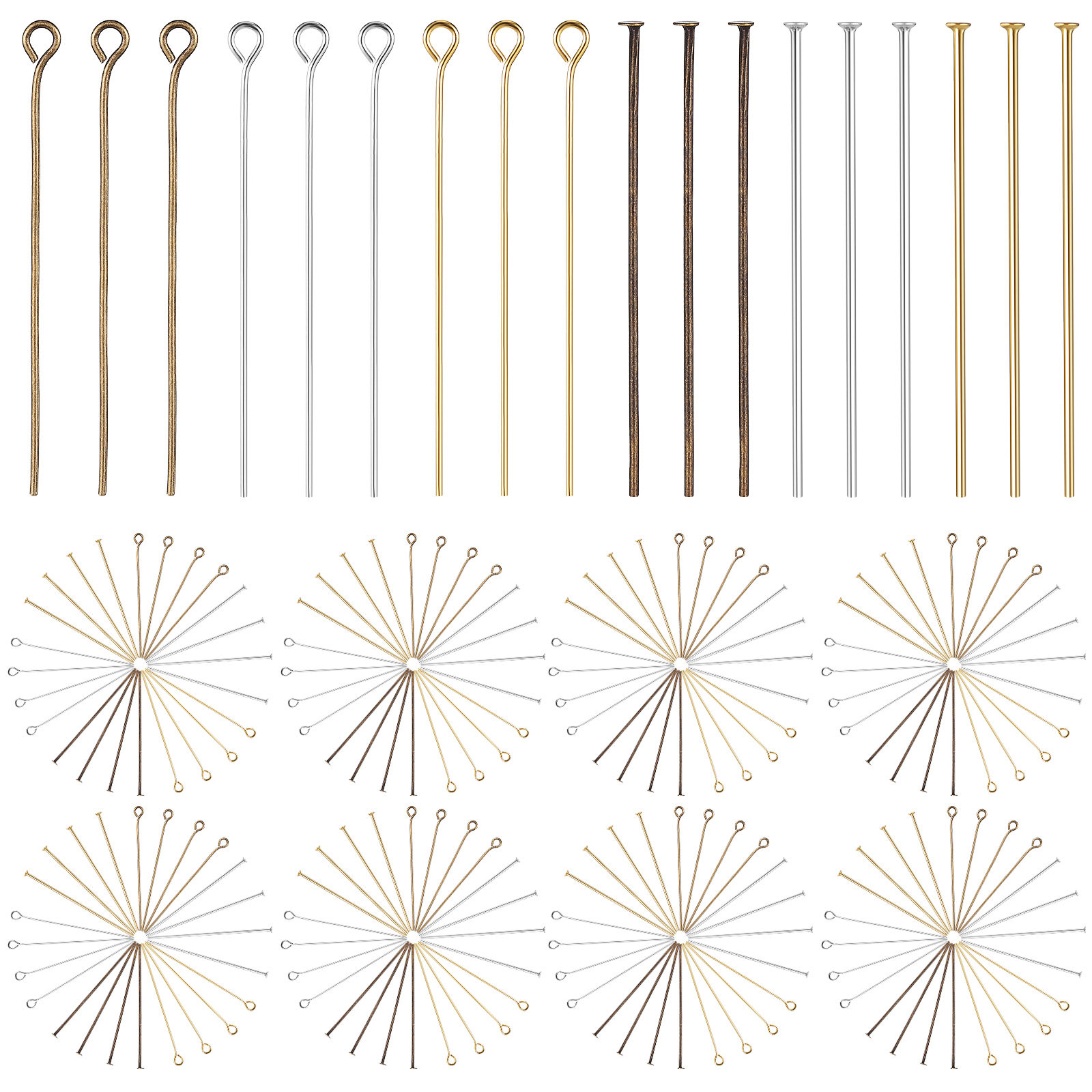 Jewelry Making Head Pins - 1セットのジュエリー製作用具：アイピン、平頭ピン、大量のジュエリーパーツ、イヤリング、ネックレス、ブレスレット用の工具