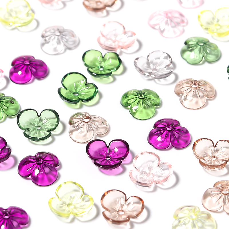 Jewelry Making With Resin - ジュエリー作り用の透明な樹脂花びらビーズ,花のモチーフ,ゆるいビーズキャップ,ネックレスとブレスレット,20ピース/ロット