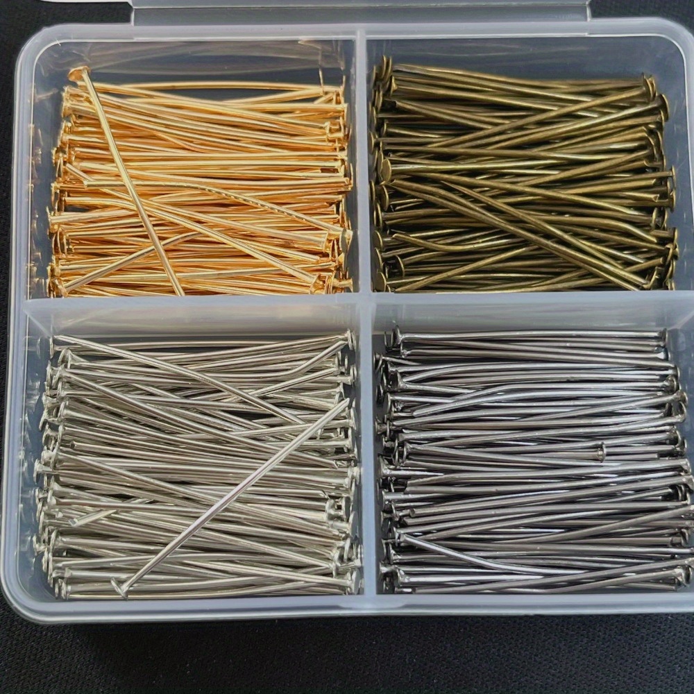 Jewelry Making Head Pins - 400個入り混合鉄製ヘッドピン 30mm フラットヘッド 鉄素材 1箱 ジュエリー製作アクセサリー