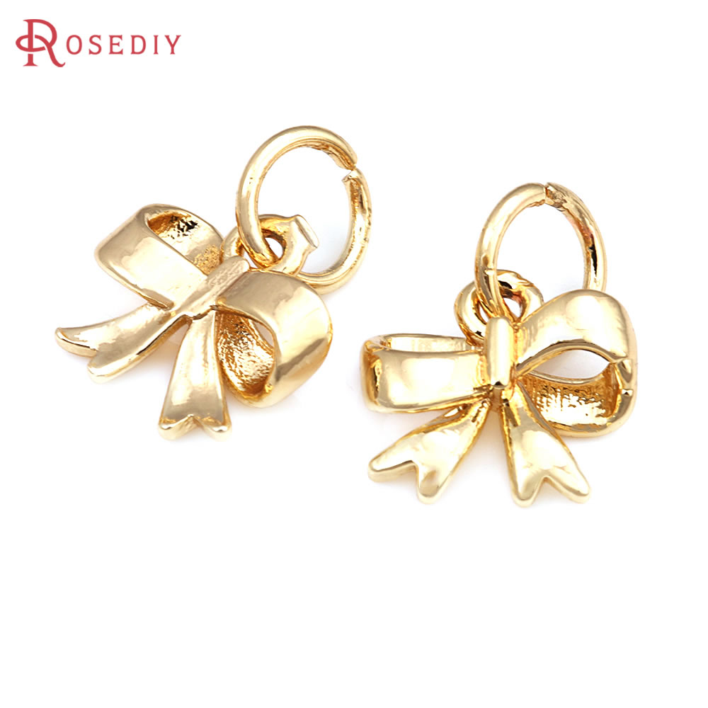 Jewelry Making Store - 18Kゴールドカラー真鍮グリッドボウチャームペンダント高品質DIYジュエリーアクセサリー製作材料ローズDIY公式ストア