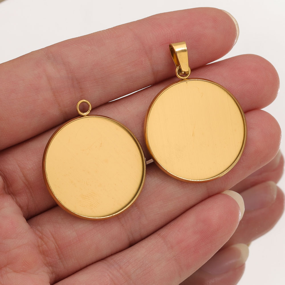 Jewelry Making With Resin - 10 個ステンレス鋼ゴールドペンダント樹脂トレイベース DIY カボションカメオベース設定ブランクペンダントベゼルジュエリーメイキング所見
