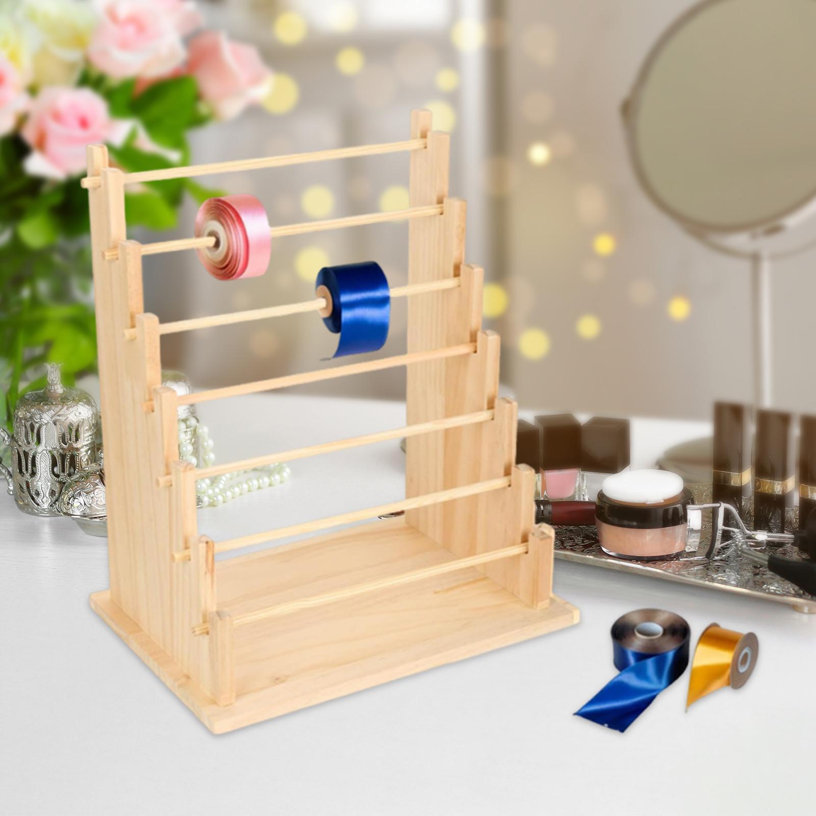 Jewelry Making Store - 木製リボンオーガナイザーラック収納ホルダージュエリーディスプレイスタンドフラワーストア弓作成用品クラフトルーム写真小道具