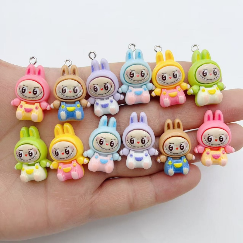 Jewelry Making With Resin - 10 個かわいいウサギイチゴハウス樹脂チャーム素敵な漫画の動物ペンダントイヤリングキーホルダー DIY ジュエリーメイク用