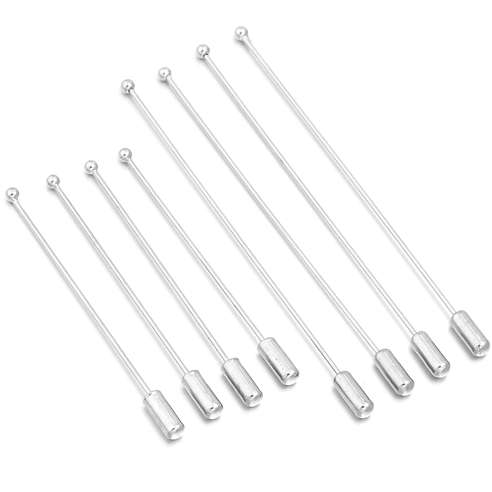 Jewelry Making Head Pins - 10個/ロット 60/90cm ロジウムカラー銅製 ロングヘッドブローチ 安全ピン ジュエリーパーツ