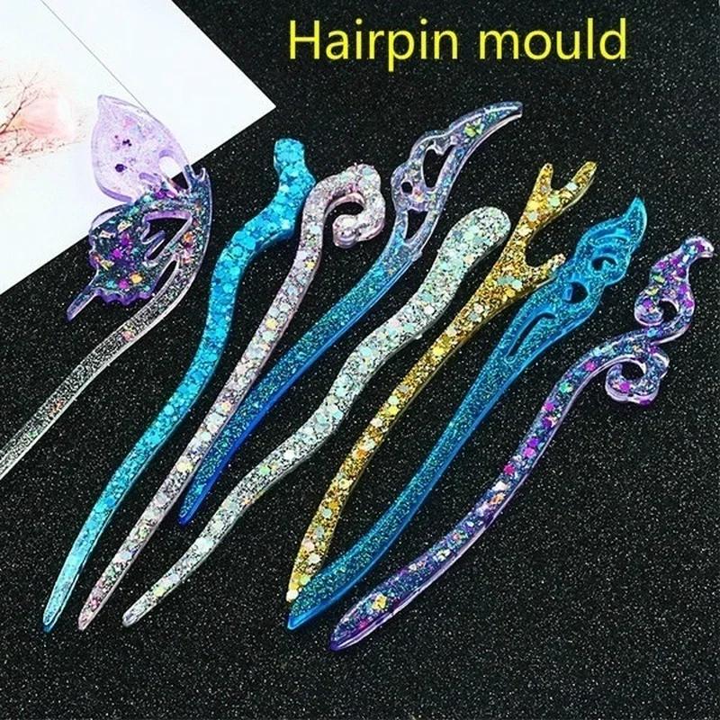 Jewelry Making With Resin - 新しい透明ヘアピンシリコーン特殊金型樹脂 DIY ヘアジュエリー作成金型エポキシ樹脂金型女性の髪の装飾