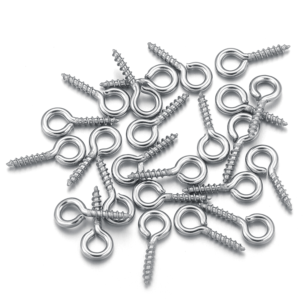 Jewelry Making Thread - 100 ピース/ロットステンレス鋼ミニスクリューアイピンペンダントバックルネジ穴金属材料 DIY クラフトジュエリーメイキング用品