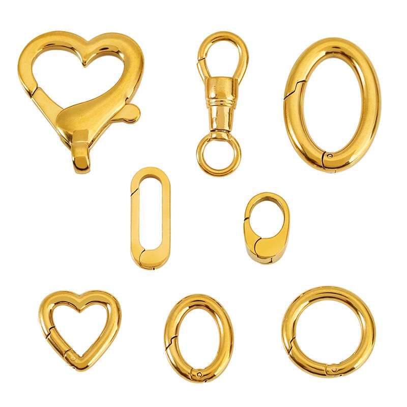 Jewelry Making Metal Supplies - 2 個ステンレス鋼クラスプ強力なオーバルハートラウンドポリッシュロブスタークラスプフックコネクタ DIY ネックレスジュエリー作成アクセサリー
