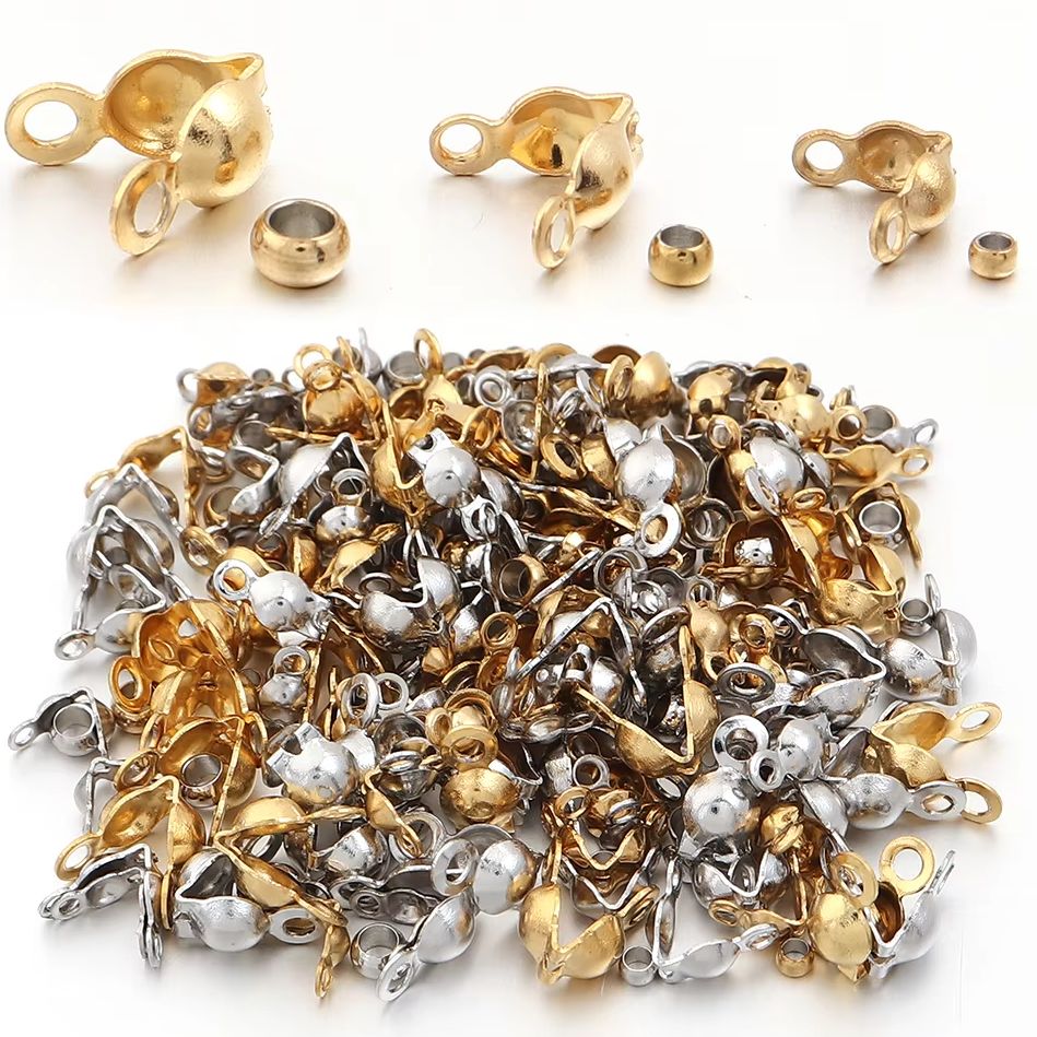 Jewelry Making Metal Supplies - 40～200個入り ステンレス製 コネクター クラスプ クリンプエンド ビーズ