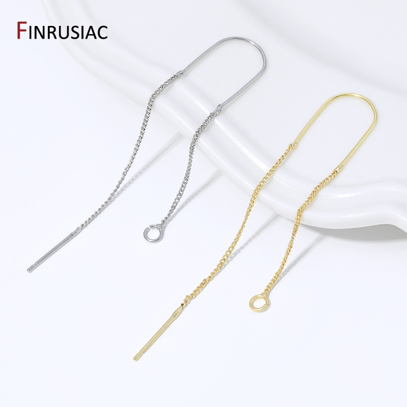 Jewelry Making Thread - 18K金メッキ真鍮ロングタッセルチェーンドロップステッカーダングルイヤリング、イヤワイヤーイヤリングパーツ、DIYジュエリーアクセサリー