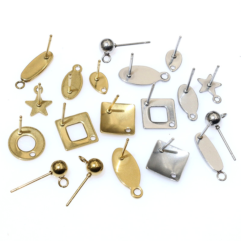 Jewelry Making Metal Supplies - 20個ステンレス鋼クラフトイヤリングスタッド幾何学的多角形イヤリングポストコネクタDIYイヤリングジュエリー製造用品