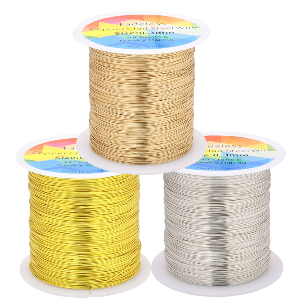 Jewelry Making Thread - 100 メートル/328 フィート色褪せない銅クラッド鋼線曲げ可能な金属彫刻ワイヤークラフト花ジュエリー作成 0.3/0.4 ミリメートル