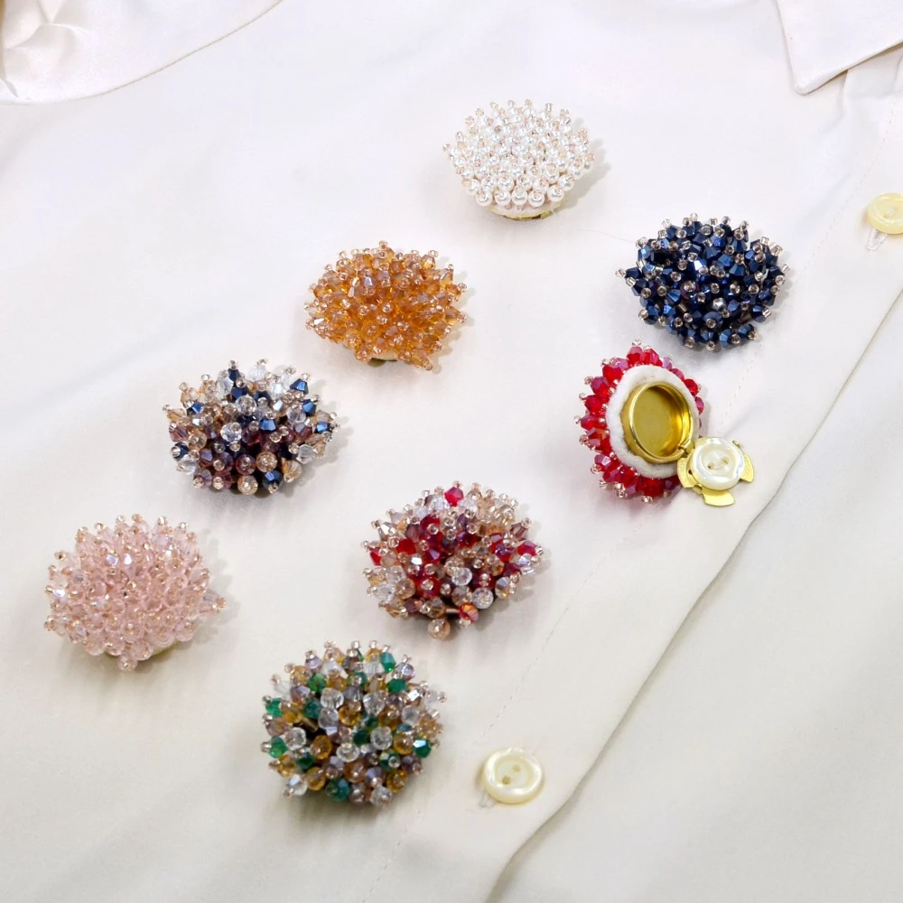 2 個エレガントなボタンカバー手作りビーズクリスタルカフス女 - Jewelry Making Accessories のレビューと価格