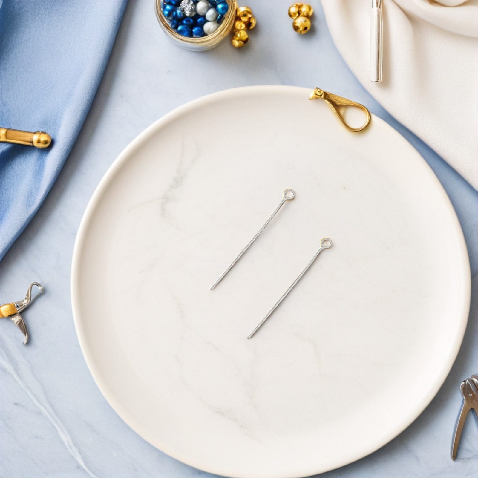 ジュエリー製作用、ステンレス製、開閉式のアイピン300個入り - Jewelry Making Head Pins のレビューと価格