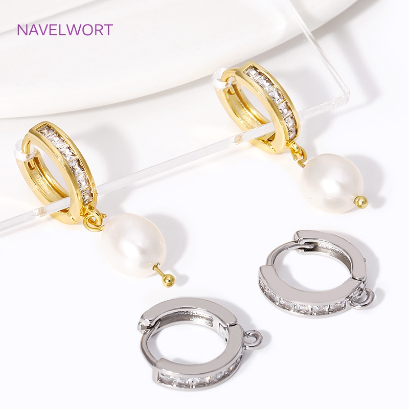 18Kゴールドメッキを施したジルコンをあしらった丸型イヤリン - Jewelry Making Set のレビューと価格
