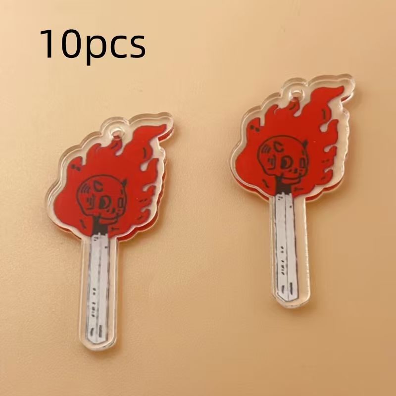 10個のアクリルスカルペンダント、DIYジュエリー作り、イヤ - Jewelry Making Accessories のレビューと価格