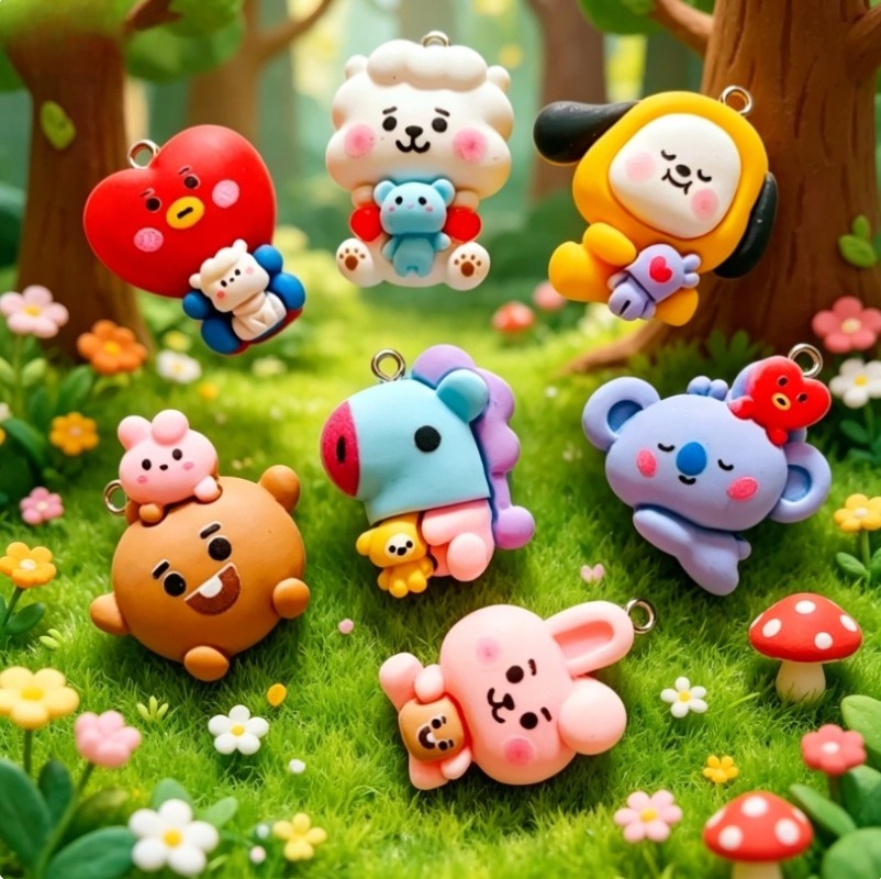 7 個 BT21 樹脂漫画チャーム DIY アクセサリークラ - Jewelry Making Accessories のレビューと価格