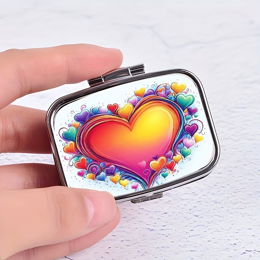 ハート型ミニピルボックス、二層構造、携帯用金属製収納ボックス - Jewelry Making Store のレビューと価格