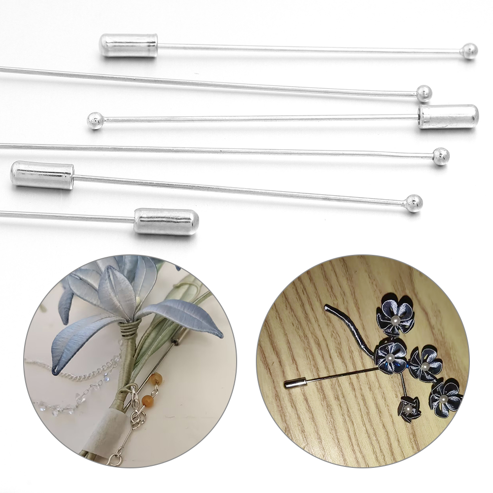 10個/ロット 60/90cm ロジウムカラー銅製 ロングヘ - Jewelry Making Head Pins のレビューと価格